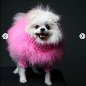 New Christian Cowan x Maxbone Fluffy Pink Dog Sweater - size L - hot pink